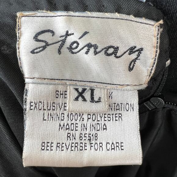 VINTAGE Stenay Black Gray Beaded Silk High Neck Tank Sparkle Scalloped VTG XL - Picture 8 of 8